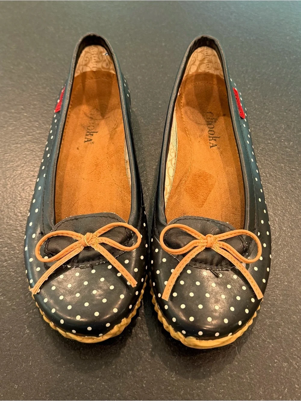 Chooka Petite Dot Rubber Rain Flats Black Polka Dot Bow Rain Shoes Size 7
